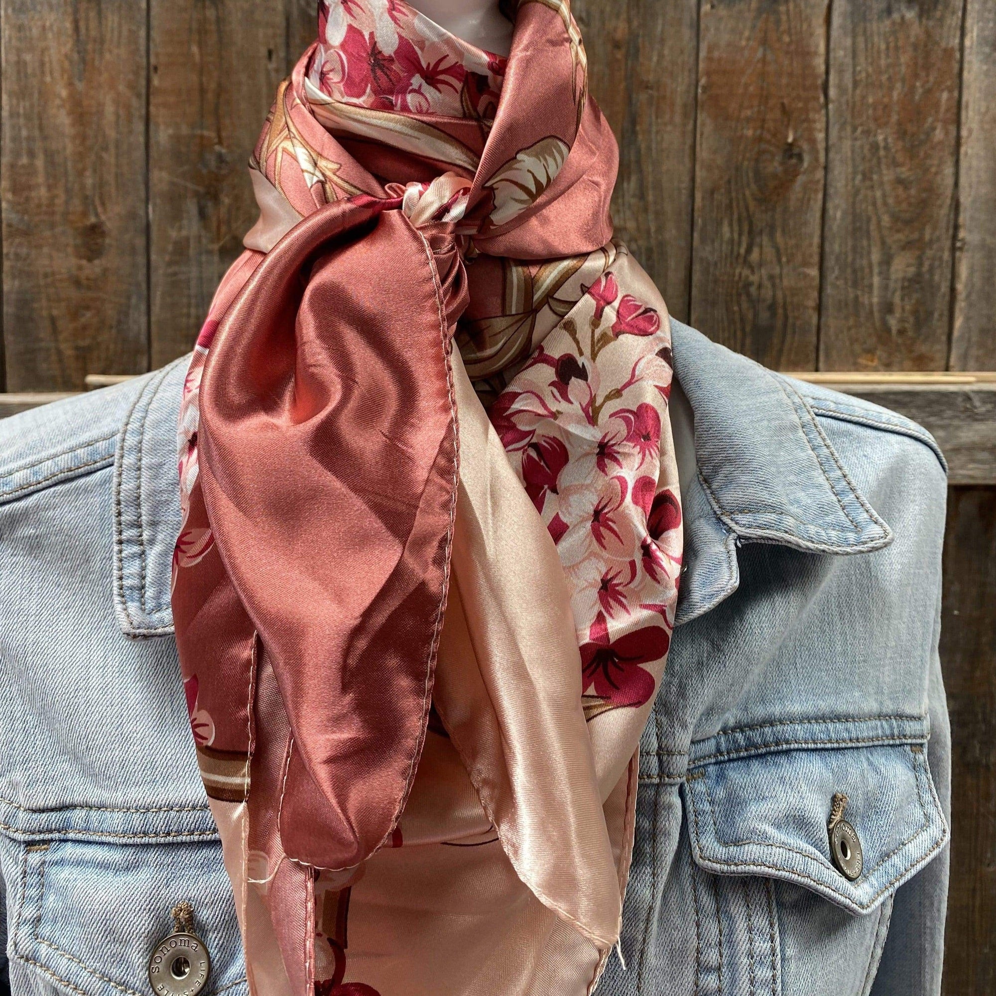 35X35" Raspberry Pink Floral Wild Rag / Scarf WR403