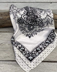 35X35" Black/White Polka Dot & Paisley Wild Rag / Scarf WR444