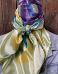 35X35" Purple & Green Multi-Colored Wild Rag / Scarf WR613