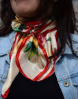 35X35" Red Green & Gold Floral Wild Rag / Scarf WR832