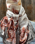 35X35" Grey & Pink Floral Wild Rag / Scarf WR852