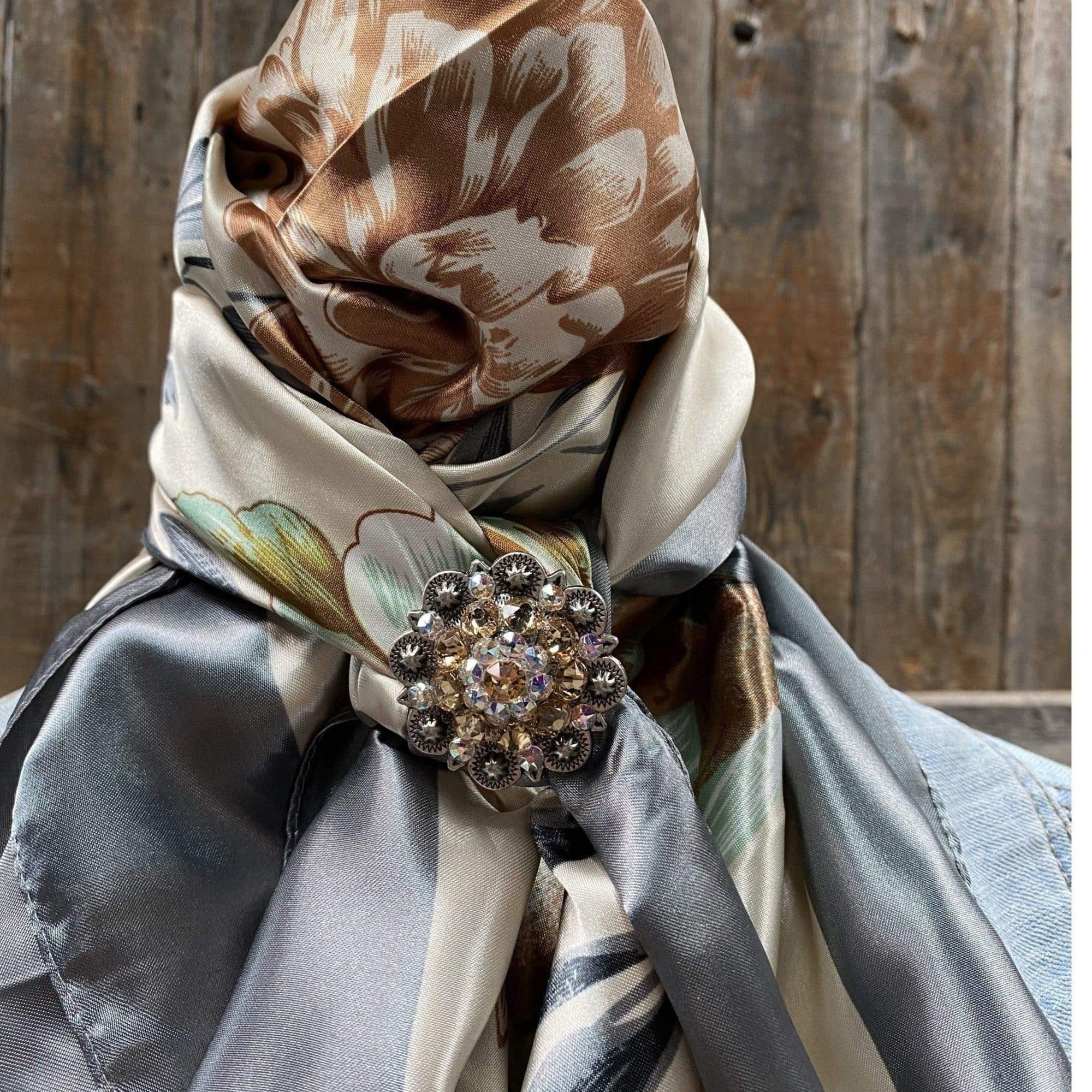 35X35" Field of Wildflowers Wild Rag / Scarf - Antique Champagne & AB Slide WRC111A