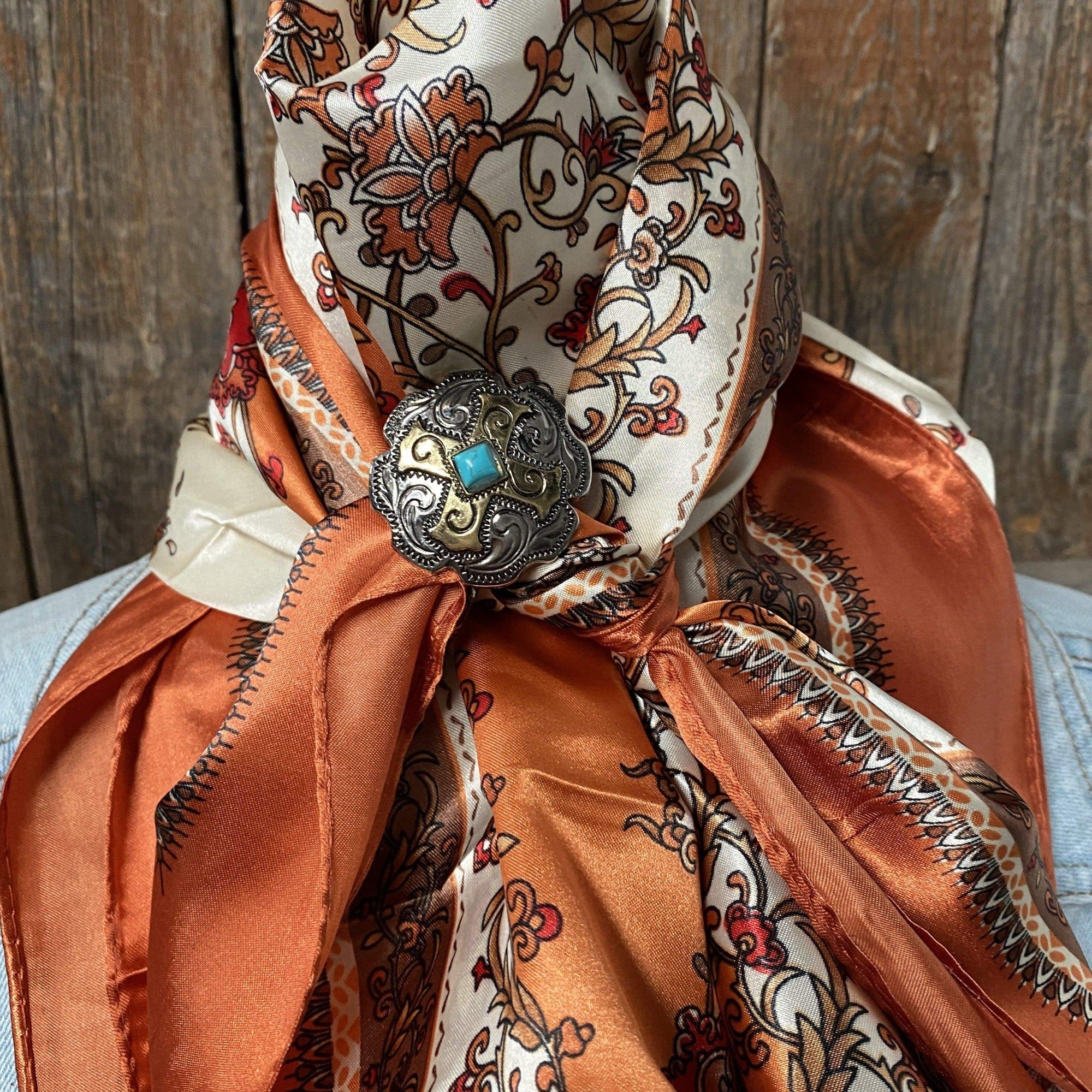 35X35" Burnt Orange & Tan Wild Rag / Scarf -W189L Slide WRC2179B
