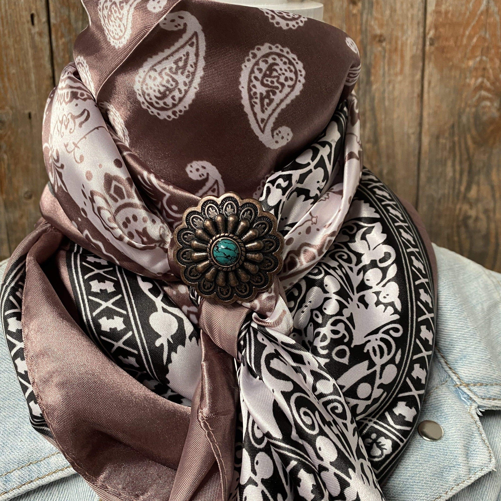 35X35" Two Tone Paisley Wild Rag / Scarf -W103 Slide WRC2557B