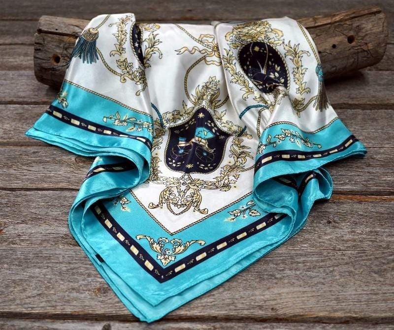 35X35" Ornate Turquoise Wild Rag / Scarf - W141L Slide WRC326C