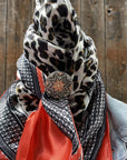 35X35" Coral Leopard Print Wild Rag / Scarf-W185L Slide WRC396B