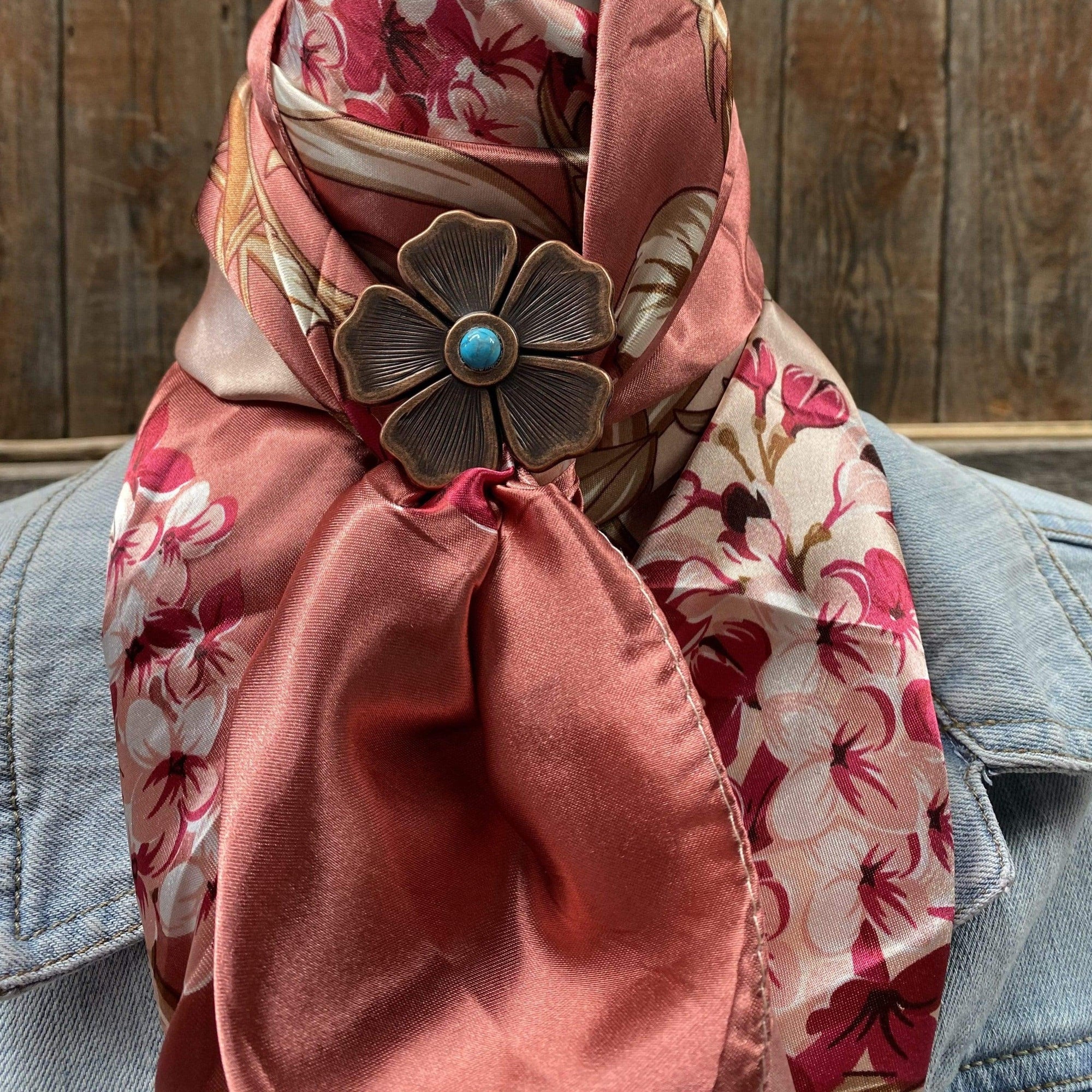 35X35" Raspberry Pink Floral Wild Rag / Scarf - W111L Slide WRC403B