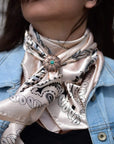 35X35" Light Pink & Grey Paisley Wild Rag / Scarf - W132L Slide WRC435C