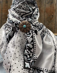 35X35" Black/White Polka Dot & Paisley Wild Rag / Scarf -W132L Slide WRC444B
