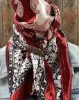 35X35" Wine Red/Cream Paisley Wild Rag / Scarf - W169S Slide WRC687B