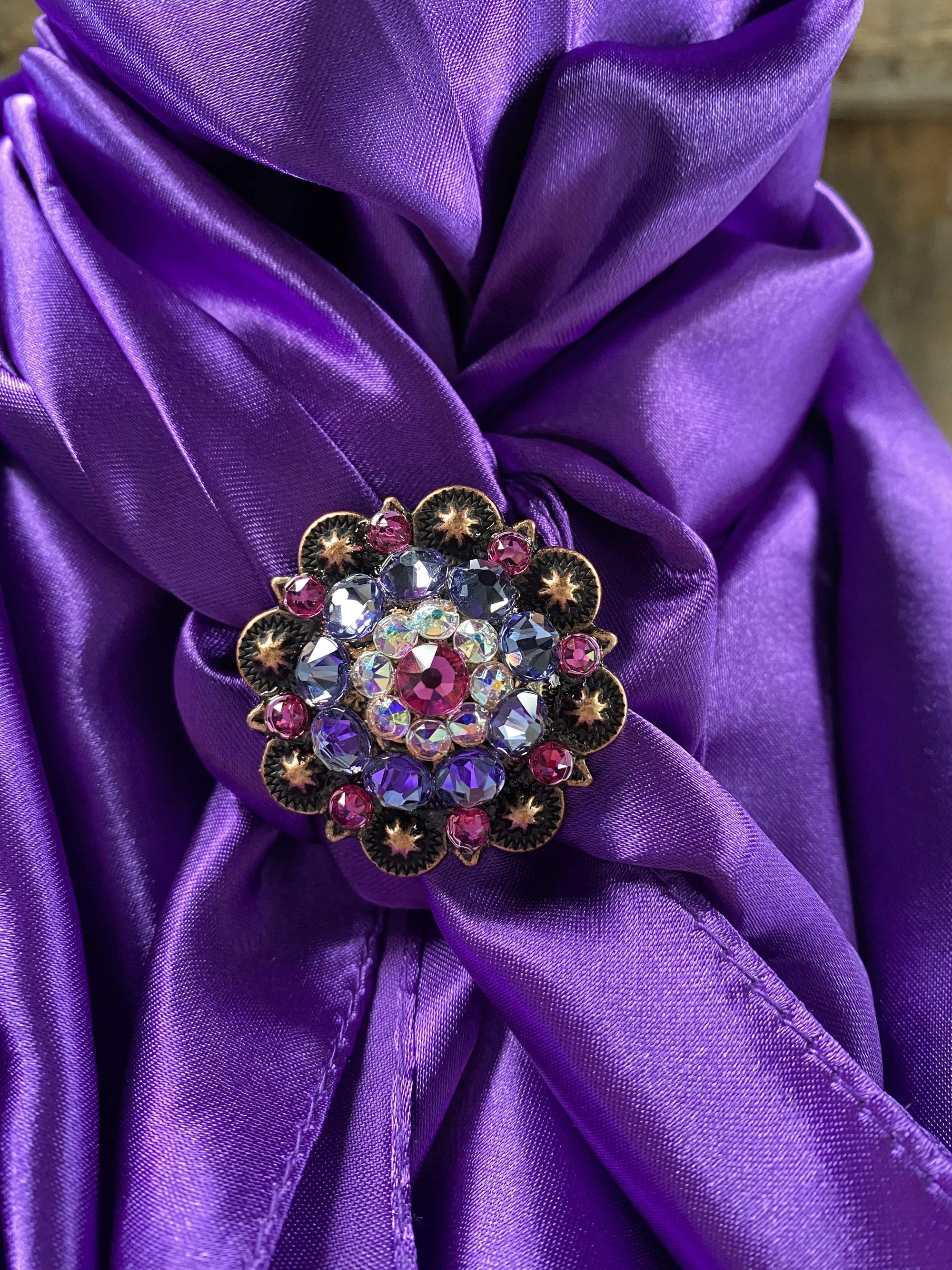 35X35"  Solid Purple Wild Rag / Scarf - Copper Fuchsia, AB, & Lilac Slide WRSC1A