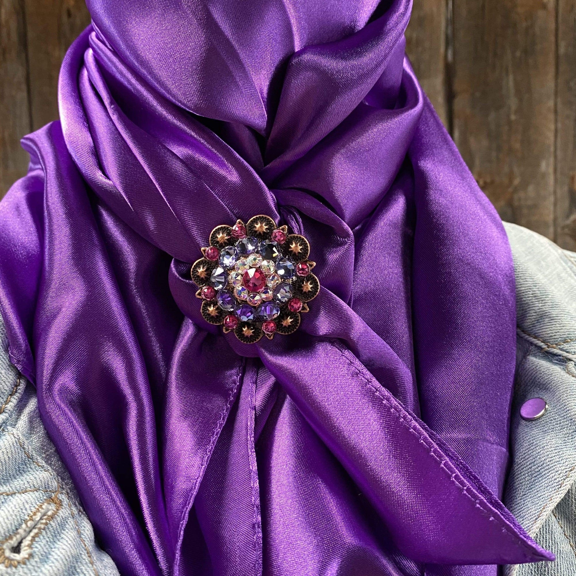 35X35"  Solid Purple Wild Rag / Scarf - Copper Fuchsia, AB, & Lilac Slide WRSC1A