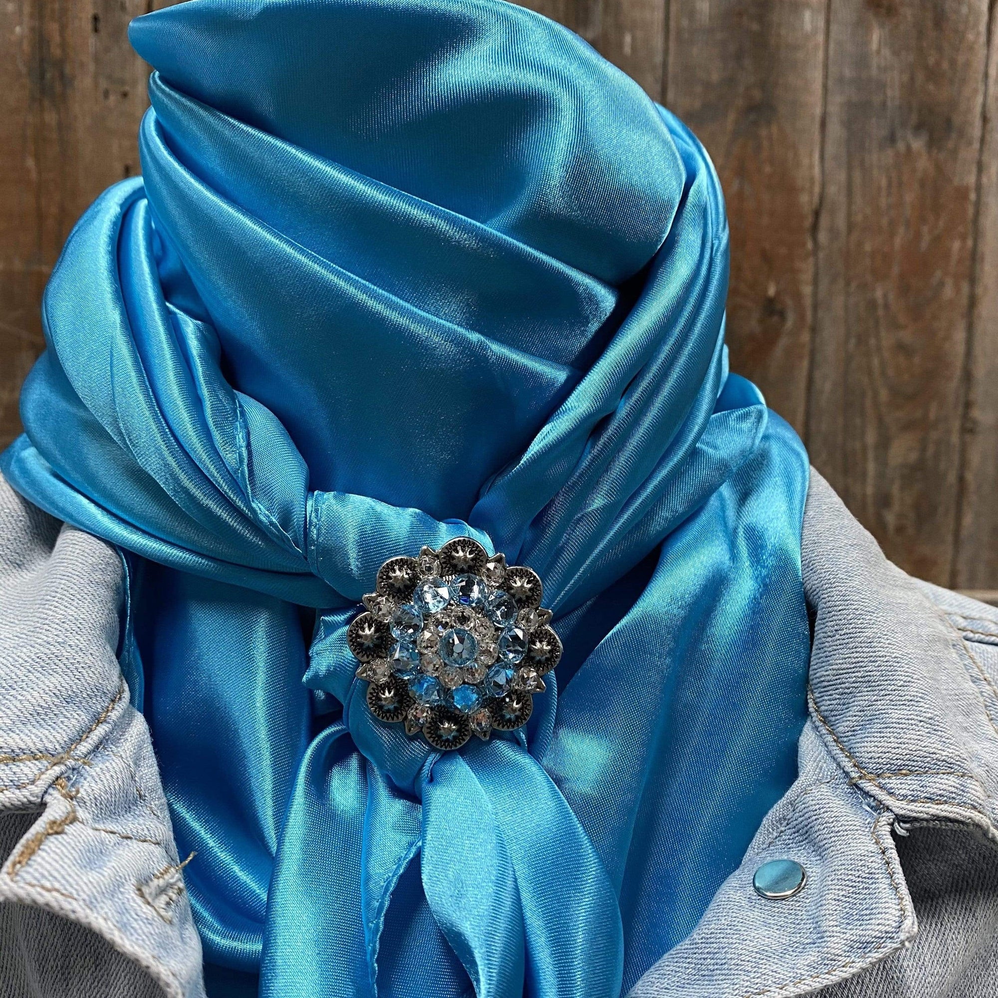 35X35"  Solid Aqua Wild Rag / Scarf - Antique Aqua & Clear Slide WRSC8A