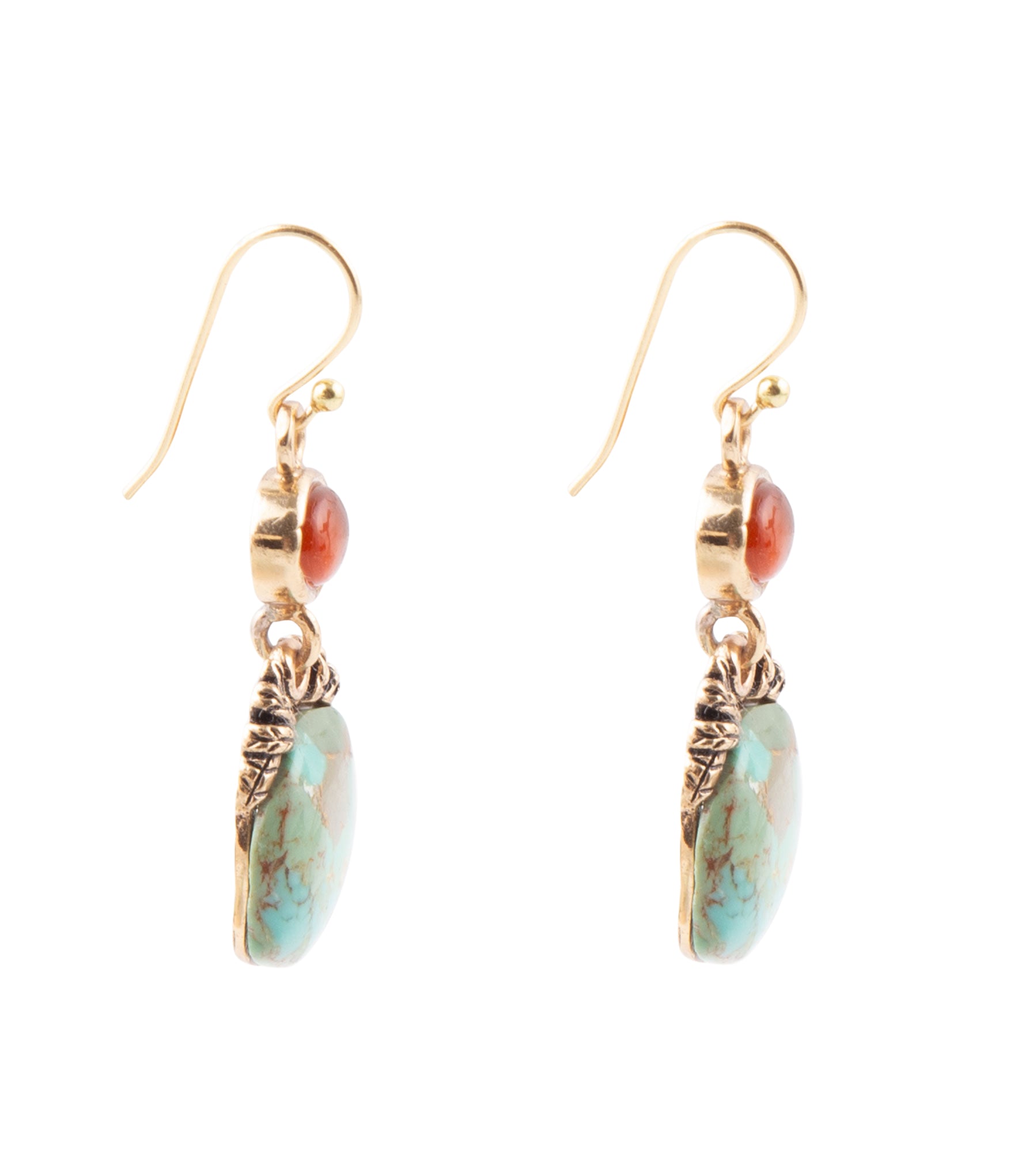 Wilder Turquoise Carnelian and Bronze Drop Earrings