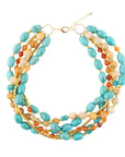 Windswept Multi-Layered Colorful Beaded Statement Necklace