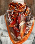 35X35"  Orange  Multi-Floral Wild Rag / Scarf WR913