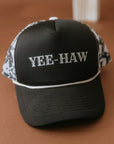 Yee Haw Black Cow Mesh Trucker Hat