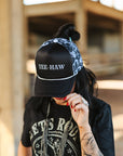 Yee Haw Black Cow Mesh Trucker Hat