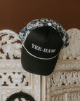 Yee Haw Black Cow Mesh Trucker Hat