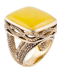 Yellow Agate and Golden Statement Ring