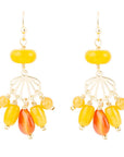 Yellow Carnelian Jade Golden Drop Earrings