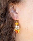 Yellow Carnelian Jade Golden Drop Earrings