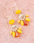 Yellow Carnelian Jade Golden Drop Earrings