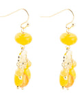 Yellow Carnelian Jade Golden Drop Earrings