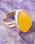 Yellow Quartz and Bronze Drop Ring