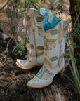 Z5410 - WOMEN'S WOVEN EAGLE TURQUOISE EMBROIDERY SNIP TOE COWBOY BOOT