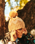 Zigzag Pattern Pompom Beanie
