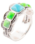 Zion Blue and Lime Green Turquoise Sterling Silver Ring