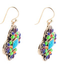 Zion Blue Turquoise Colorful Golden Cross Statement Earrings