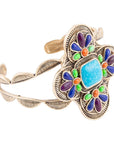 Zion Blue Turquoise Multi-Stone Golden Cuff Bracelet