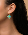 Zion Blue Turquoise Sterling Silver Cross Statement Earrings