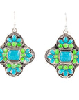 Zion Blue Turquoise Sterling Silver Cross Statement Earrings