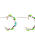 Zion Lime Green and Blue Turquoise Sterling Silver Hoop Earrings