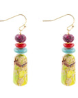 Zion Colorful Linear Green Agate Drop Earrings