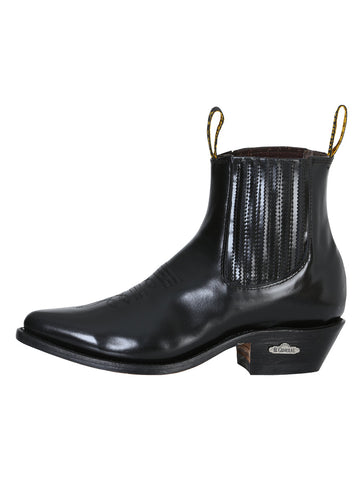 Ankle Cowboy Boot by El General - Black Chameleon 181