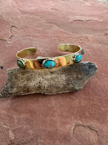 Elegant Summerhaven Turquoise Gold-Plated Cuff Bracelet