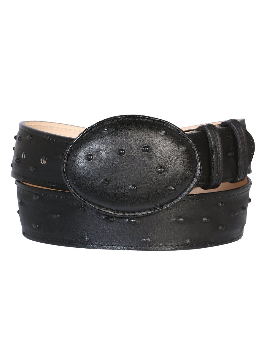 Cowboy Belt - El Senor de los Cielos - Imitation Ostrich - Black 705