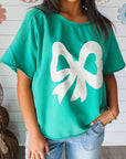 Lace Bow Raw Edge T-Shirt