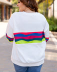 Plus Size Stripe Colorblock Drop Shoulder Sweatshirt