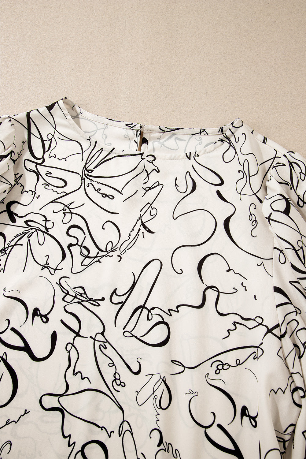 Abstract Balloon Sleeve Blouse