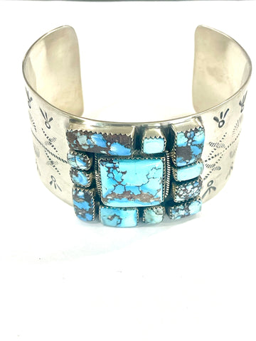 Handmade Golden Hills Turquoise & Sterling Silver Cuff Bracelet