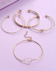 Gold Love Geometric Cross Bracelet 4-piece Set