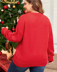Plus Size Christmas Merry Tinsel Drop Shoulder Sweater