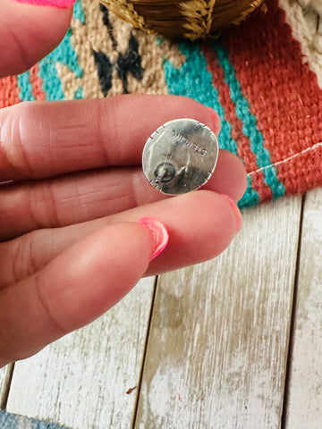 Navajo Sterling Silver & Orange Spiny Stud Earrings