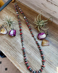 NFR Collection Necklace – Sterling Silver Torpedo Pearls with Red Spiny Oyster – Handmade by The Bijoux FAB – 39"