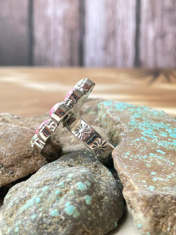 Handmade Hot Pink Fire Opal, Cotton Candy Sterling Adjustable Ring